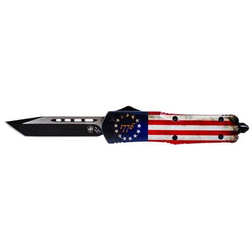 Templar Knife LBRF231 Betsy Ross Flag Gen II Large 3.50" OTF Tanto Plain Black 440C SS Blade Betsy Ross Flag Zinc Aluminum Alloy Handle Templar Knife LBRF231 Betsy Ross Flag Gen II Large 3.50" OTF Tanto Plain Black 440C SS Blade Betsy Ross Flag Zinc Aluminum Alloy Handle