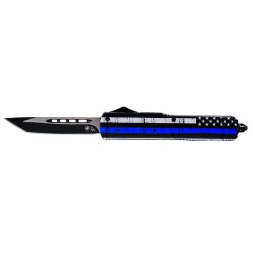 Templar Knife MBTB331 Back The Blue Gen II Slim 3.50" OTF Tanto Plain Black 440C SS Blade Blue/White/Black Zinc Aluminum Alloy Handle Templar Knife MBTB331 Back The Blue Gen II Slim 3.50" OTF Tanto Plain Black 440C SS Blade Blue/White/Black Zinc Aluminum Alloy Handle