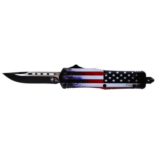 Templar Knife LUS331 US Flag Gen II Large 3.50" Drop Point Plain Black 440C Stainless Steel US Flag Zinc Aluminum Alloy Handle OTF Templar Knife LUS331 US Flag Gen II Large 3.50" Drop Point Plain Black 440C Stainless Steel US Flag Zinc Aluminum Alloy Handle OTF