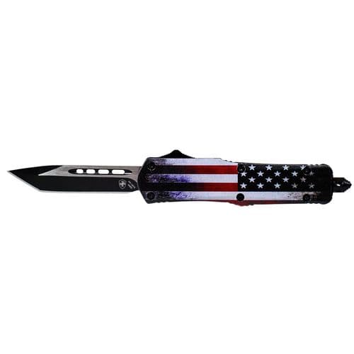 Templar Knife SUS231 US Flag Gen II Small 2.25" OTF Tanto Plain Black 440C SS Blade US Flag Zinc Aluminum Alloy Handle Templar Knife SUS231 US Flag Gen II Small 2.25" OTF Tanto Plain Black 440C SS Blade US Flag Zinc Aluminum Alloy Handle