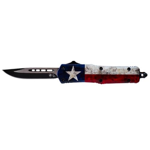 Templar Knife SCAP331 Captain Gen II Small 2.25" OTF Drop Point Plain Black 440C SS Blade Red/Blue/White Star Zinc Aluminum Alloy Handle Templar Knife SCAP331 Captain Gen II Small 2.25" OTF Drop Point Plain Black 440C SS Blade Red/Blue/White Star Zinc Aluminum Alloy Handle