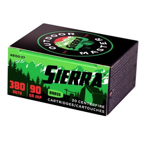 Sierra A810027 Outdoor Master 380 ACP 90 gr Jacket Hollow Point Sport Master 20 Bx/ 10 Cs Sierra A810027 Outdoor Master 380 ACP 90 gr Jacket Hollow Point Sport Master 20 Bx/ 10 Cs