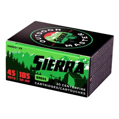 Sierra A880029 Outdoor Master 45 ACP 185 gr Jacket Hollow Point Sport Master 20 Bx/ 10 Cs Sierra A880029 Outdoor Master 45 ACP 185 gr Jacket Hollow Point Sport Master 20 Bx/ 10 Cs