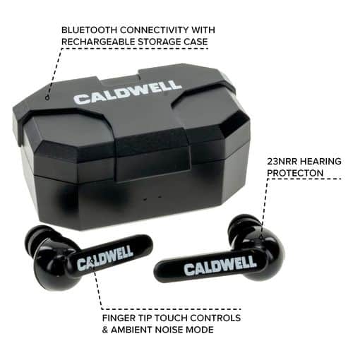 Caldwell 1102673 E-Max Shadows Rechargeable 23 dB Wireless Black Earbuds with Bluetooth for Adults Includes Storage Case & Multiple Size Tips Caldwell 1102673 E-Max Shadows Rechargeable 23 dB Wireless Black Earbuds with Bluetooth for Adults Includes Storage Case & Multiple Size Tips