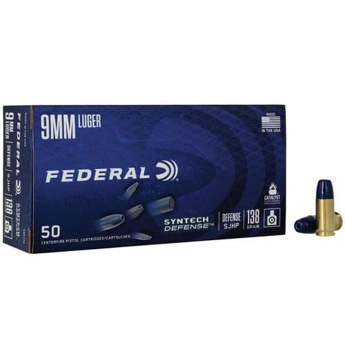 Federal S9SJT2 Syntech Defense 9mm Luger 138 gr Segmented Jacketed Hollow Point (SJHP) 50 Bx/ 10 Cs Federal S9SJT2 Syntech Defense 9mm Luger 138 gr Segmented Jacketed Hollow Point (SJHP) 50 Bx/ 10 Cs