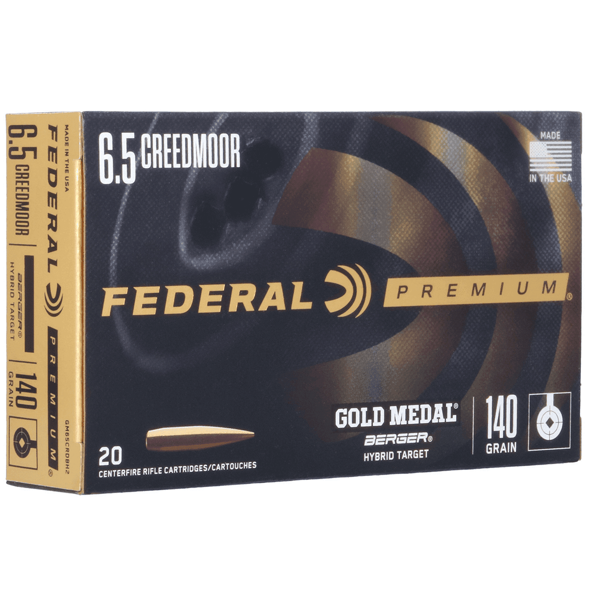 Federal GM65CRDBH2 Premium Gold Medal 6.5 Creedmoor 140 gr Berger Hybrid Target 20 Per Box Federal GM65CRDBH2 Premium Gold Medal 6.5 Creedmoor 140 gr Berger Hybrid Target 20 Per Box