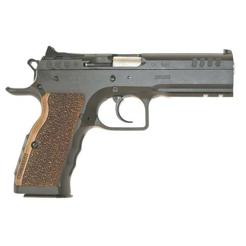 Tanfoglio IFG TF-STOCKI-40 Defiant Stock I 40 S&W 4.50" 14+1 Black Steel Slide Wood Grip Tanfoglio IFG TF-STOCKI-40 Defiant Stock I 40 S&W 4.50" 14+1 Black Steel Slide Wood Grip