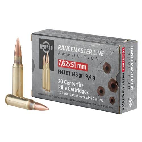 PPU PPRM762 Rangemaster 7.62x51mm NATO 145 gr Full Metal Jacket Boat-Tail (FMJBT) 20 Bx/ 25 Cs PPU PPRM762 Rangemaster 7.62x51mm NATO 145 gr Full Metal Jacket Boat-Tail (FMJBT) 20 Bx/ 25 Cs