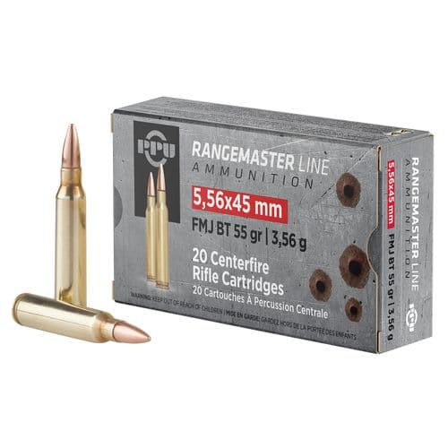 PPU Rangemaster 5.56x45mm NATO 55 gr Full Metal Jacket Boat-Tail (FMJBT) - PPRM5561 PPU Rangemaster 5.56x45mm NATO 55 gr Full Metal Jacket Boat-Tail (FMJBT) - PPRM5561