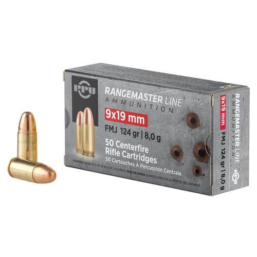PPU Rangemaster 9mm Luger 124 gr Full Metal Jacket (FMJ) - PPRM9 PPU Rangemaster 9mm Luger 124 gr Full Metal Jacket (FMJ) - PPRM9