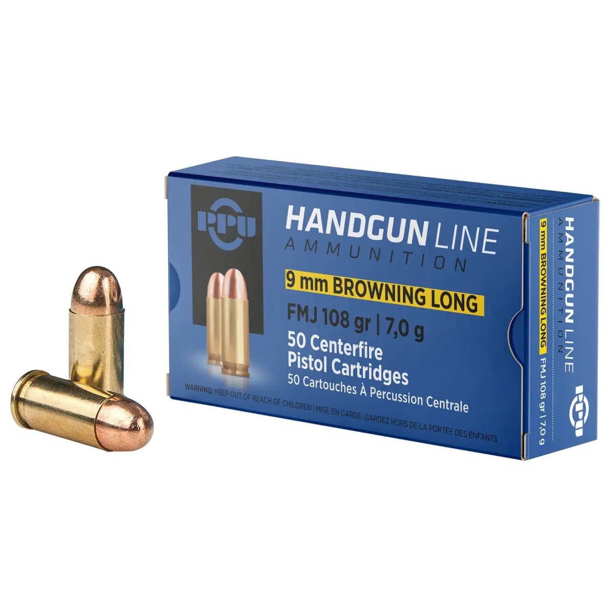 PPU Browning Long 108gr Full Metal Jacket 50 Per Box PPH9BL9mm PPU Browning Long 108gr Full Metal Jacket 50 Per Box PPH9BL9mm