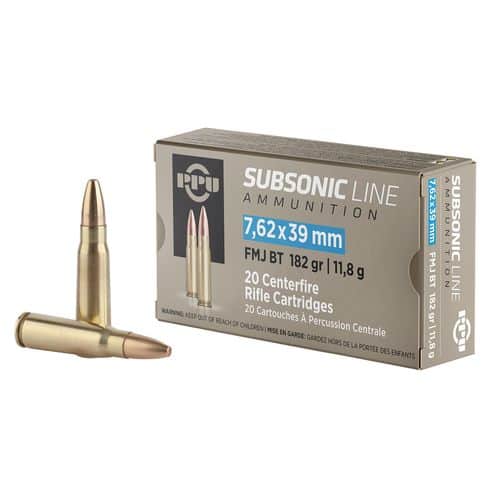 PPU Subsonic 7.62x39mm 182 gr Full Metal Jacket (FMJ) - PPS76239 PPU Subsonic 7.62x39mm 182 gr Full Metal Jacket (FMJ) - PPS76239