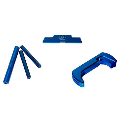 Cross Armory CRG5OKBL 3 Piece Kit  Extended Blue Anodized Aluminum/Steel for Glock 17, 19, 26, 34 Gen5 Cross Armory CRG5OKBL 3 Piece Kit  Extended Blue Anodized Aluminum/Steel for Glock 17, 19, 26, 34 Gen5
