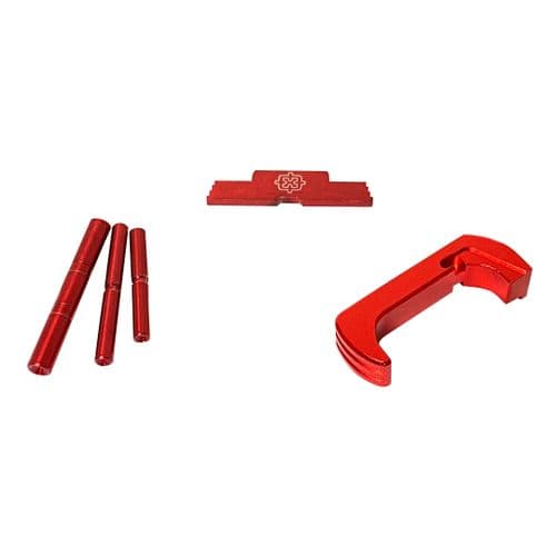 Cross Armory CRG5OKRD 3 Piece Kit Extended Red Anodized Aluminum/Steel for Glock 17, 19, 26, 34 Gen5 Cross Armory CRG5OKRD 3 Piece Kit Extended Red Anodized Aluminum/Steel for Glock 17, 19, 26, 34 Gen5