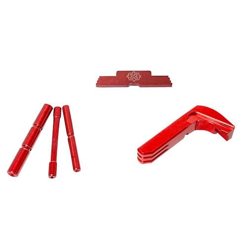 Cross Armory CRG4OKRD 3 Piece Kit Dimpled Pin Set, Extended Magazine Catch & Extended Slide Lock Red Anodized Aluminum/Steel for Most Glock Gen4 Cross Armory CRG4OKRD 3 Piece Kit Dimpled Pin Set, Extended Magazine Catch & Extended Slide Lock Red Anodized Aluminum/Steel for Most Glock Gen4