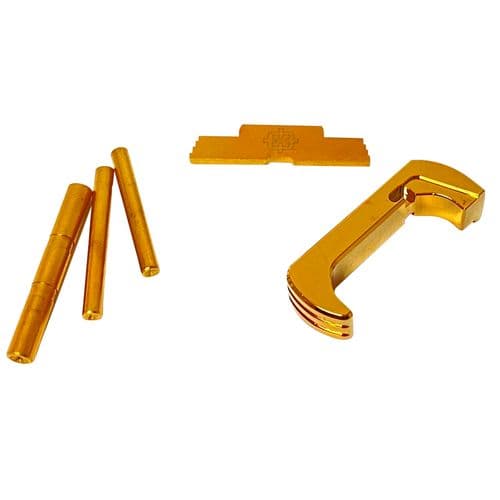 Cross Armory CRG5OKGD 3 Piece Kit  Extended Gold Anodized Aluminum/Steel for Glock 17, 19, 26, 34 Gen5 Cross Armory CRG5OKGD 3 Piece Kit  Extended Gold Anodized Aluminum/Steel for Glock 17, 19, 26, 34 Gen5