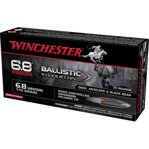 Winchester Ammo SBST68W Ballistic Silvertip 6.8 Western 170 gr Rapid Controlled Expansion Polymer Tip 20 Bx/10 Cs Winchester Ammo SBST68W Ballistic Silvertip 6.8 Western 170 gr Rapid Controlled Expansion Polymer Tip 20 Bx/10 Cs