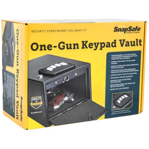 SnapSafe Keypad Gun Vault Holds 1 Handgun Steel SnapSafe Keypad Gun Vault Holds 1 Handgun Steel