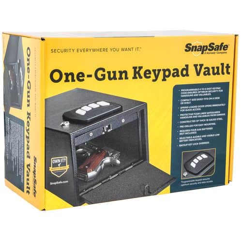 SnapSafe Keypad Gun Vault Holds 1 Handgun Steel SnapSafe Keypad Gun Vault Holds 1 Handgun Steel