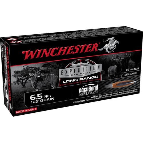 Winchester Ammo Expedition Big Game Long Range 6.5 PRC 142 gr 3020 fps Nosler AccuBond Long Range - S65PLR Winchester Ammo Expedition Big Game Long Range 6.5 PRC 142 gr 3020 fps Nosler AccuBond Long Range - S65PLR