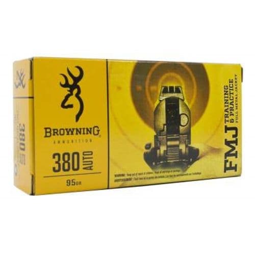 Browning 380 Auto Training & Practice 95 Grain Full Metal Jacket 50 rounds B191803802 Browning 380 Auto Training & Practice 95 Grain Full Metal Jacket 50 rounds B191803802