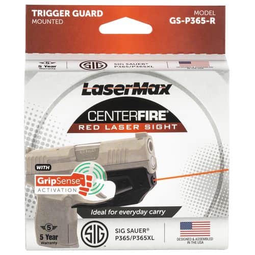 LaserMax GSP365R Centerfire Laser 5mW Red Laser with 650nM Wavelength, GripSense & Black Finish for Sig P365, P365 XL, P365 SAS LaserMax GSP365R Centerfire Laser 5mW Red Laser with 650nM Wavelength, GripSense & Black Finish for Sig P365, P365 XL, P365 SAS