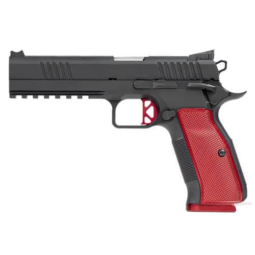 Dan Wesson 92011 DWX with Rail 9mm Luger 5" 10+1 Black Black Duty Stainless Steel Red Aluminum Grip Fiber Optic Front Sight Dan Wesson 92011 DWX with Rail 9mm Luger 5" 10+1 Black Black Duty Stainless Steel Red Aluminum Grip Fiber Optic Front Sight