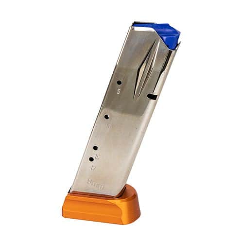 CZ-USA 11163 OEM Nickel with Orange Floor Plate Detachable 19rd for 9mm Luger CZ Shadow 2, 75 SP-01 CZ-USA 11163 OEM Nickel with Orange Floor Plate Detachable 19rd for 9mm Luger CZ Shadow 2, 75 SP-01