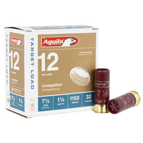 Aguila 1CHB1282 Target Load Standard Velocity 12 Gauge 2.75" 1 1/8 oz 7.5 Shot 25 Bx/ 10 Cs Aguila 1CHB1282 Target Load Standard Velocity 12 Gauge 2.75" 1 1/8 oz 7.5 Shot 25 Bx/ 10 Cs