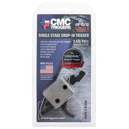 CMC Triggers 91505 Drop-In AR-15, AR-10 Black Single-Stage Curved 3-3.50 lbs Ambidextrous Large Pin CMC Triggers 91505 Drop-In AR-15, AR-10 Black Single-Stage Curved 3-3.50 lbs Ambidextrous Large Pin