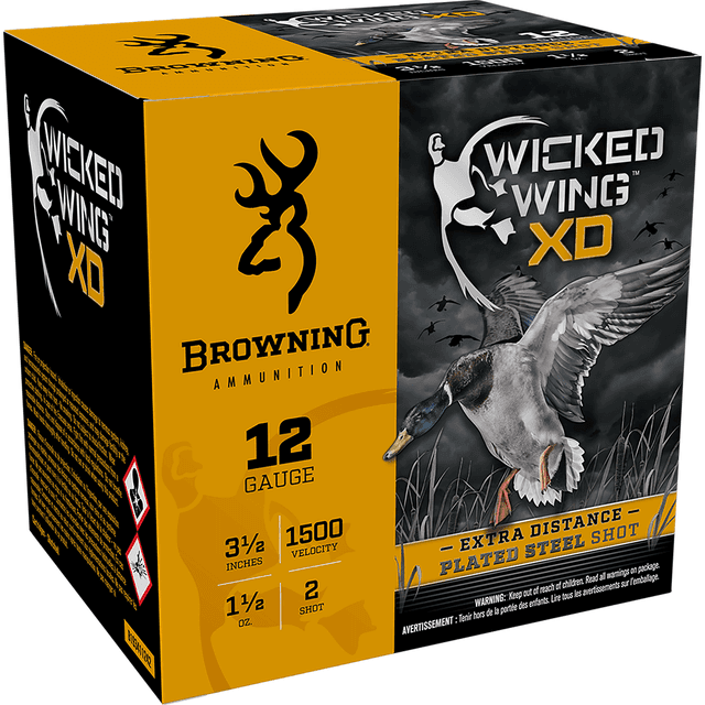 Browning Ammo B193411242 Wicked Wing XD 12 Gauge 3.50" 1 1/2 oz 2 Shot 25 Per Box Browning Ammo B193411242 Wicked Wing XD 12 Gauge 3.50" 1 1/2 oz 2 Shot 25 Per Box
