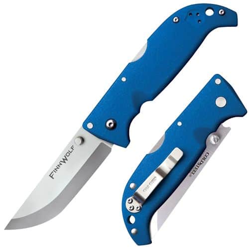 Cold Steel CS20NPG Finn Wolf 3.50" Folding Clip Point Plain Japanese AUS-8A SS Blade Griv-Ex Blue Handle Cold Steel CS20NPG Finn Wolf 3.50" Folding Clip Point Plain Japanese AUS-8A SS Blade Griv-Ex Blue Handle