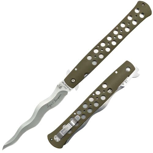 Cold Steel CS26SY6 Ti-Lite Lynn Thompson 6" Folding Kris Plain 440C Stainless Steel Blade Zy-Ex OD Green Handle Cold Steel CS26SY6 Ti-Lite Lynn Thompson 6" Folding Kris Plain 440C Stainless Steel Blade Zy-Ex OD Green Handle