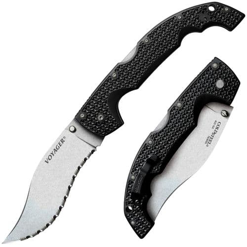 Cold Steel CS29AXVS Voyager XL Vaquero 5.50" Folding Clip Point Serrated Japanese AUS-10A SS Blade Griv-Ex Black Handle Cold Steel CS29AXVS Voyager XL Vaquero 5.50" Folding Clip Point Serrated Japanese AUS-10A SS Blade Griv-Ex Black Handle