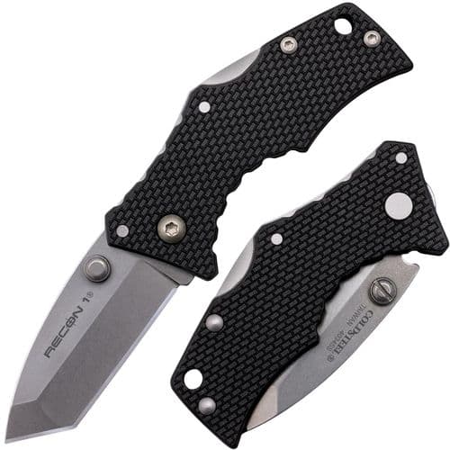 Cold Steel CS27DT Recon 1 Micro 2" Folding Tanto Plain Stonewash 4034 Steel Blade Griv-Ex Black Handle Cold Steel CS27DT Recon 1 Micro 2" Folding Tanto Plain Stonewash 4034 Steel Blade Griv-Ex Black Handle