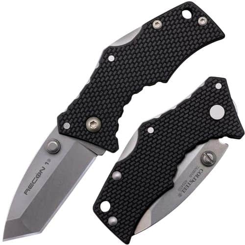 Cold Steel CS27DT Recon 1 Micro 2" Folding Tanto Plain Stonewash 4034 Steel Blade Griv-Ex Black Handle Cold Steel CS27DT Recon 1 Micro 2" Folding Tanto Plain Stonewash 4034 Steel Blade Griv-Ex Black Handle