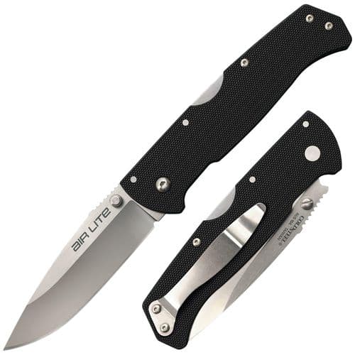 Cold Steel CS26WD Air Lite 3.50" Folding Drop Point Plain Japanese AUS-10A SS Blade G10 Black Handle Cold Steel CS26WD Air Lite 3.50" Folding Drop Point Plain Japanese AUS-10A SS Blade G10 Black Handle