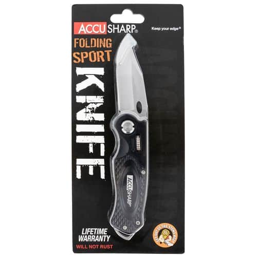 AccuSharp 703C Sport 3" Folding Plain Stainless Steel Blade Black Anodized Aluminum Handle AccuSharp 703C Sport 3" Folding Plain Stainless Steel Blade Black Anodized Aluminum Handle