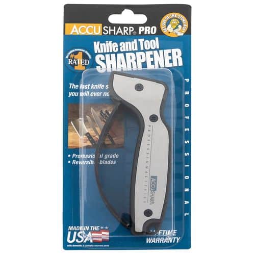 AccuSharp 040C Pro Knife & Tool Sharpener Fixed Diamond Tungsten Carbide Sharpener Black/Silver Aluminum/Overmolded Rubber AccuSharp 040C Pro Knife & Tool Sharpener Fixed Diamond Tungsten Carbide Sharpener Black/Silver Aluminum/Overmolded Rubber