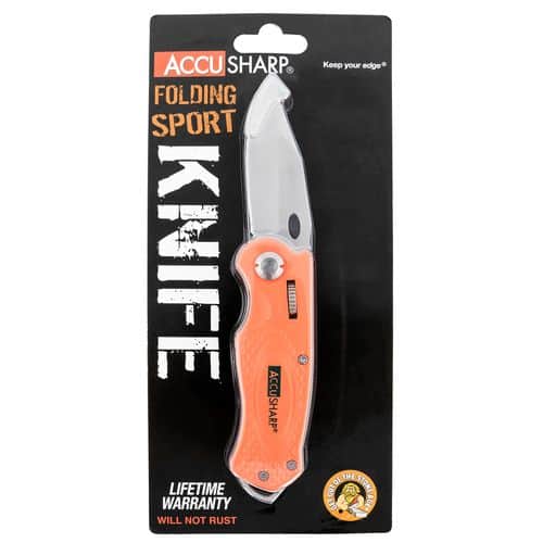 AccuSharp 709C Sport 3" Folding Plain Stainless Steel Blade Orange Anodized Aluminum Handle AccuSharp 709C Sport 3" Folding Plain Stainless Steel Blade Orange Anodized Aluminum Handle