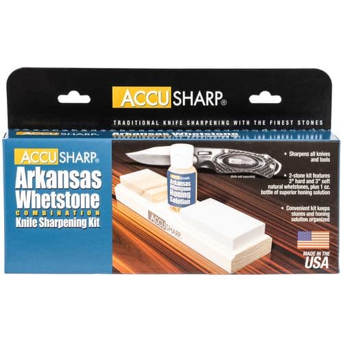 AccuSharp 023C Whetstone Combo Kit Fine, Coarse Natural Arkansas Stone Sharpener Includes Honing Oil AccuSharp 023C Whetstone Combo Kit Fine, Coarse Natural Arkansas Stone Sharpener Includes Honing Oil