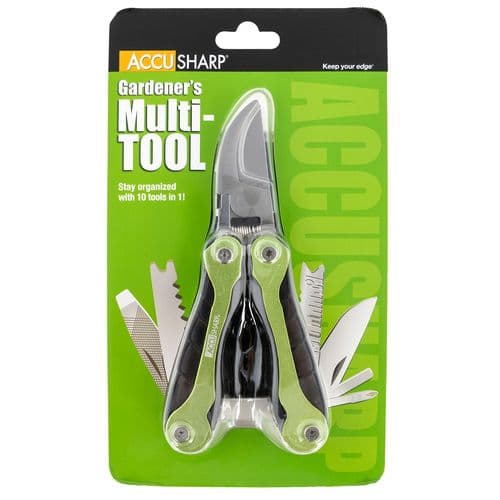 AccuSharp 084C Gardener's Multi-Tool Black/Green Folding Plain AccuSharp 084C Gardener's Multi-Tool Black/Green Folding Plain