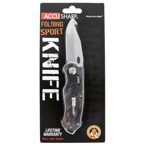 AccuSharp 704C Sport 3" Folding Plain Stainless Steel Blade Camo Anodized Aluminum Handle AccuSharp 704C Sport 3" Folding Plain Stainless Steel Blade Camo Anodized Aluminum Handle