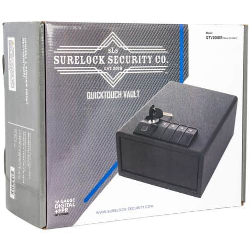 Surelock Security 3418947 QuickTouch 200 Digital Keypad/Biometric/Key Entry Matte Black Steel Holds 1 Handgun 5.12"H x 9.88"W x 11.42"D Surelock Security 3418947 QuickTouch 200 Digital Keypad/Biometric/Key Entry Matte Black Steel Holds 1 Handgun 5.12"H x 9.88"W x 11.42"D