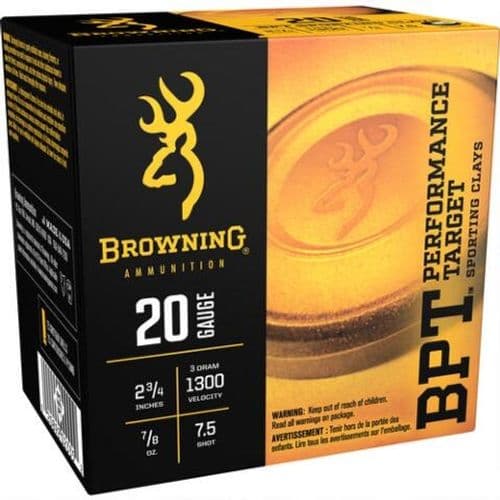 Browning B193632027 20 Gauge Ammunition 25 Rounds 2-3/4 7/8 oz. Sporting #7.5 Shot B193632027 Browning B193632027 20 Gauge Ammunition 25 Rounds 2-3/4 7/8 oz. Sporting #7.5 Shot B193632027