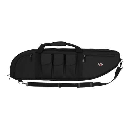 Tac Six 10928 Batallion Tactical Rifle Case 38" with 3 Mag Pockets, Front & Rear Accessory Pockets, Detachable Shoulder Strap & Black Finish Tac Six 10928 Batallion Tactical Rifle Case 38" with 3 Mag Pockets, Front & Rear Accessory Pockets, Detachable Shoulder Strap & Black Finish