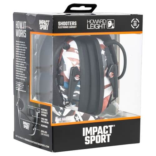 Howard Leight R02530 Impact Sport Electronic Muff 22 dB Over the Head Classic One Nation for Adults 1 Pair Honor Collection Howard Leight R02530 Impact Sport Electronic Muff 22 dB Over the Head Classic One Nation for Adults 1 Pair Honor Collection