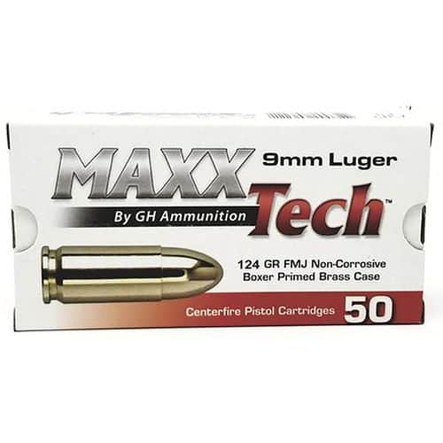 MaxxTech PTGB9124B 9mm Luger 124 gr Full Metal Jacket (FMJ) 50rds MaxxTech PTGB9124B 9mm Luger 124 gr Full Metal Jacket (FMJ) 50rds