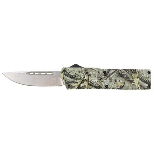 CobraTec Knives WDCTLWDNS Lightweight 3.25" OTF Drop Point Plain D2 Steel Blade Woodland Camo Aluminum Handle CobraTec Knives WDCTLWDNS Lightweight 3.25" OTF Drop Point Plain D2 Steel Blade Woodland Camo Aluminum Handle