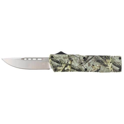 CobraTec Knives WDCTLWDNS Lightweight 3.25" OTF Drop Point Plain D2 Steel Blade Woodland Camo Aluminum Handle CobraTec Knives WDCTLWDNS Lightweight 3.25" OTF Drop Point Plain D2 Steel Blade Woodland Camo Aluminum Handle